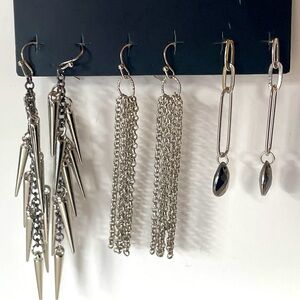 Silver Spike and Chain Earrings Set Torrid Punk 3 designs New gift